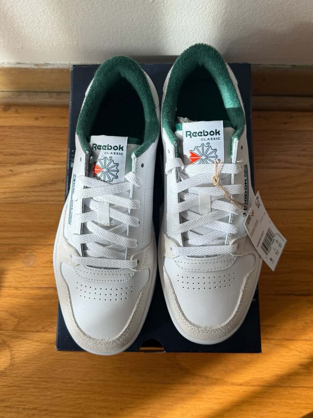 Reebok Phase Court Shoes Unisex Size 8 White Green 100201247 New